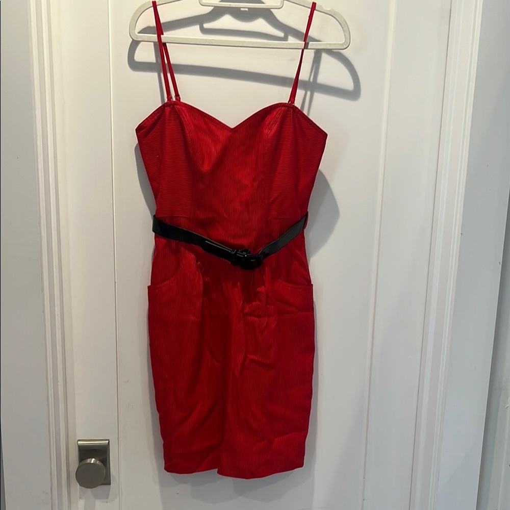 Red Sweetheart Neck Spaghetti Strap Bodycon Mini Dress